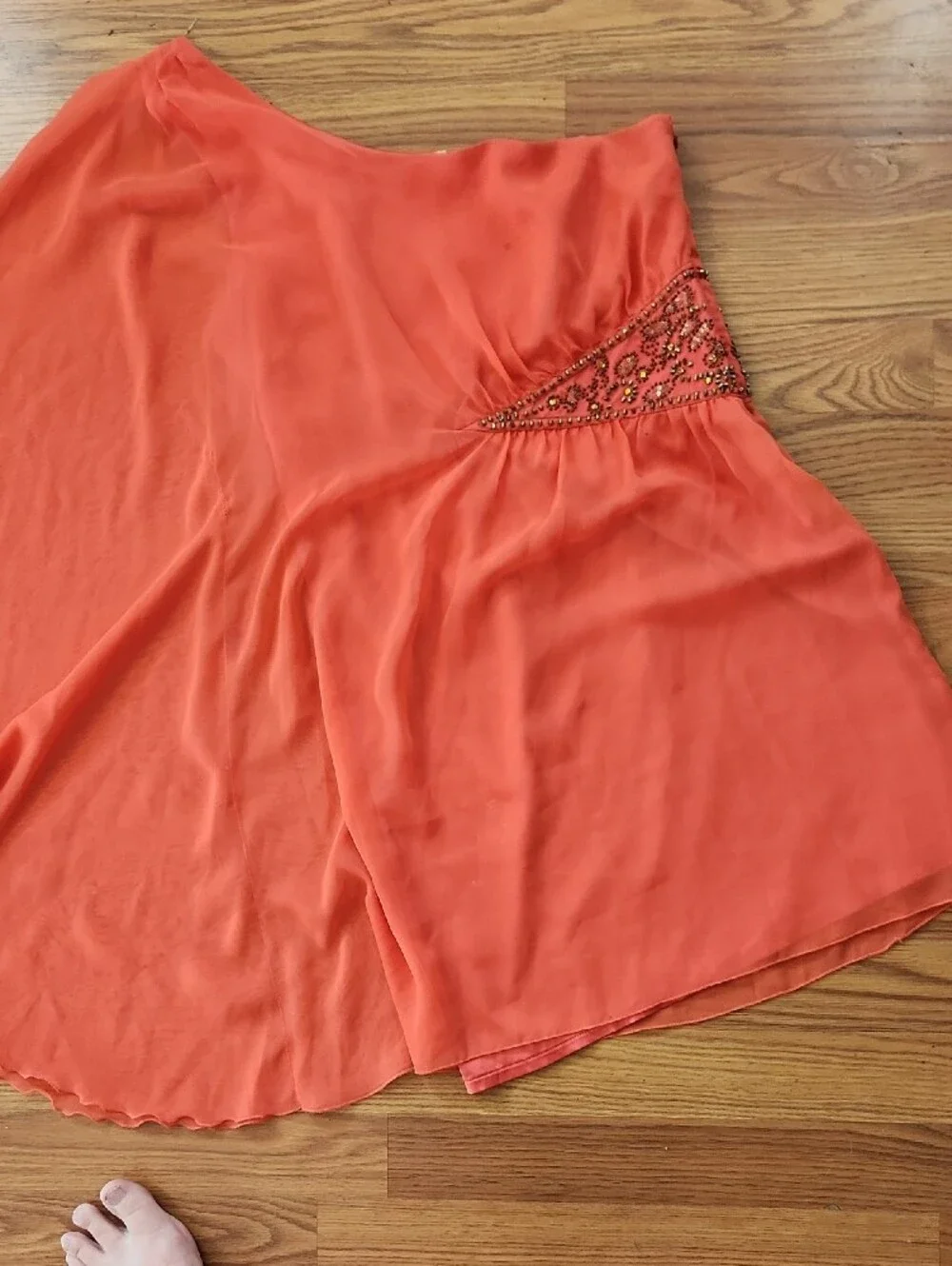 Vintage Free People Coral-Red Mini Blouse Sz 8